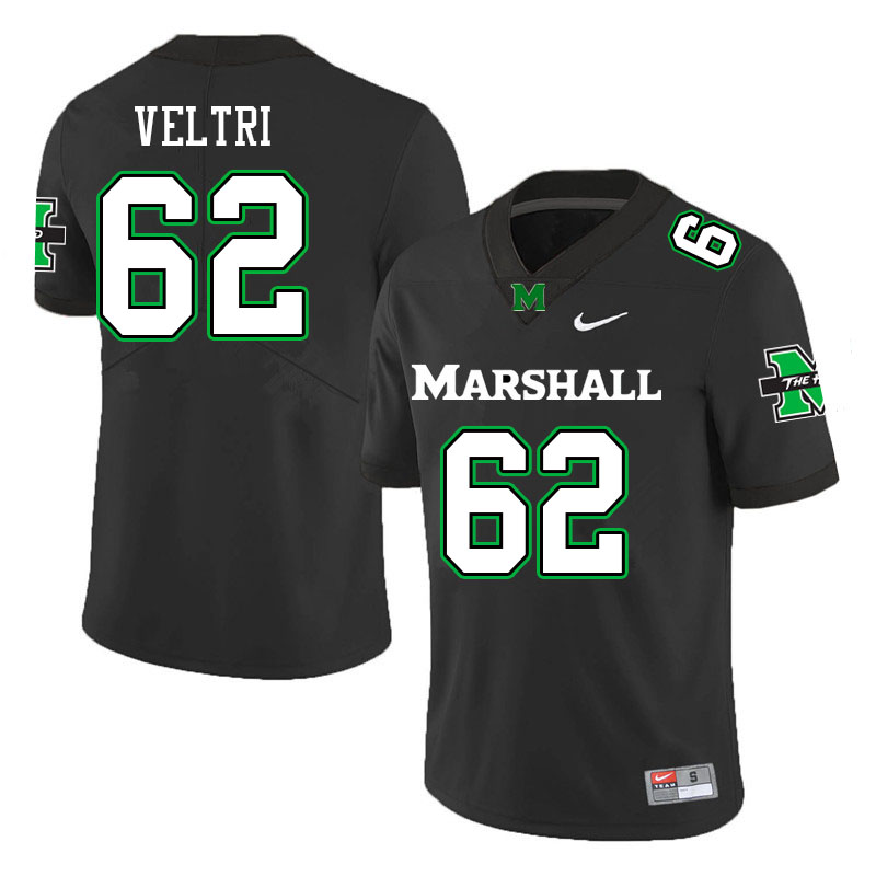 Men #62 Charlie Veltri Marshall Thundering Herd College Football Jerseys Stitched-Black